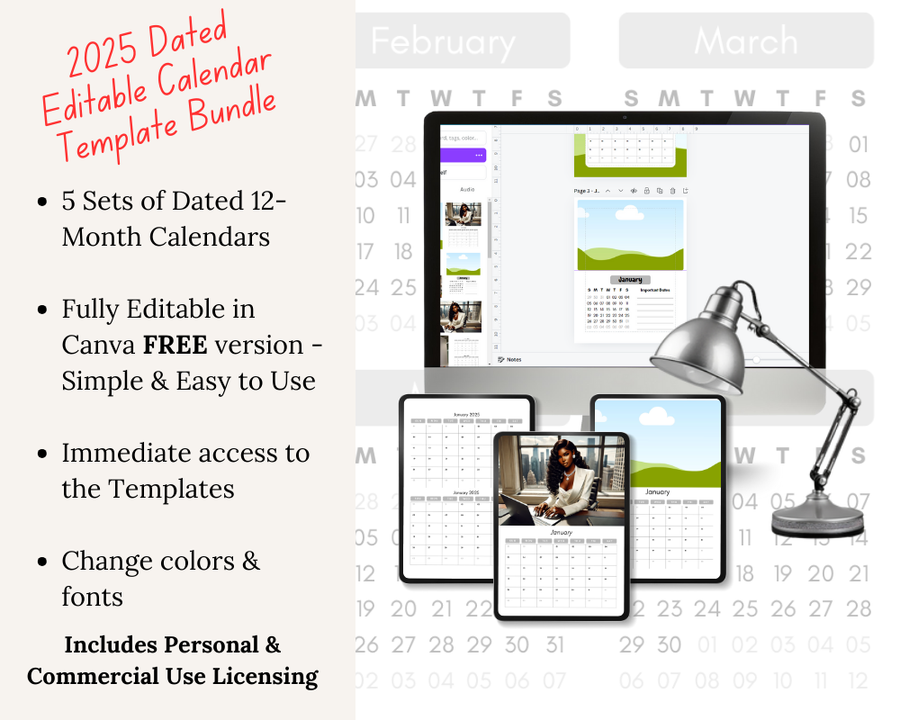 2025 dated editable calendar templates