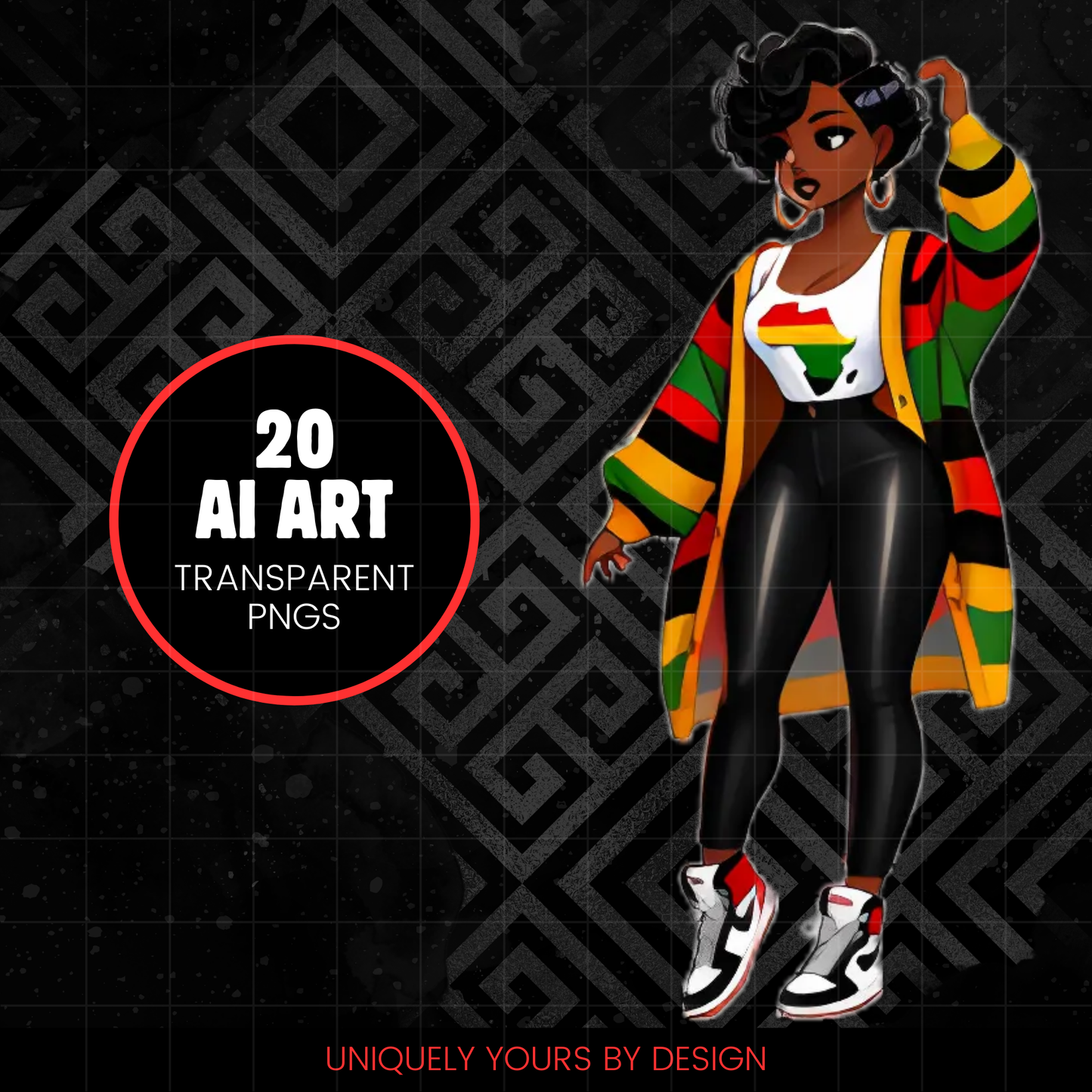 stylish black woman png, black girl ai art, black history month png, ai generated girl, cute african american woman, high res transparent