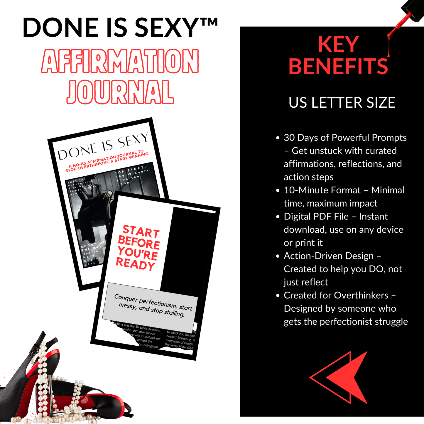 done is sexy journal pdf – 30-day affirmation and action journal for overthinkers, creatives, and coaches – printable mindset tool