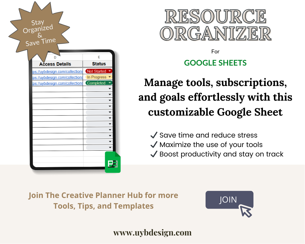 📊 resource organizer for small business owners | google sheets for effortless tracking & prioritization | digital download